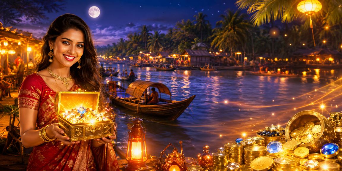 সুন্দরবনের রাতের বাজারে বেটিং ও গেমিং বিনোদনের দৃশ্য